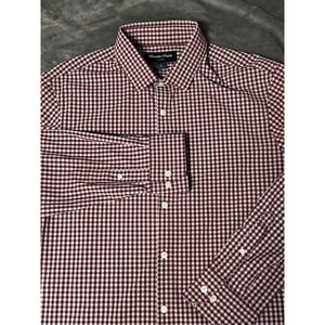 Mizzen+Main Shirt Mens Large Red Gingham Leeward Slim Fit Dress Long Sleeve